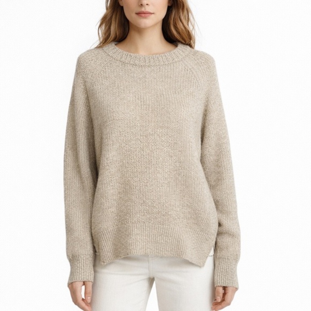 Modern Citizen Oatmeal Knit Sweater Small Chunky Crewneck Ribbed Minimalist Cozy